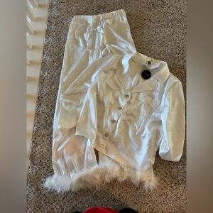 Lulus white satin two peace pajama set NWT